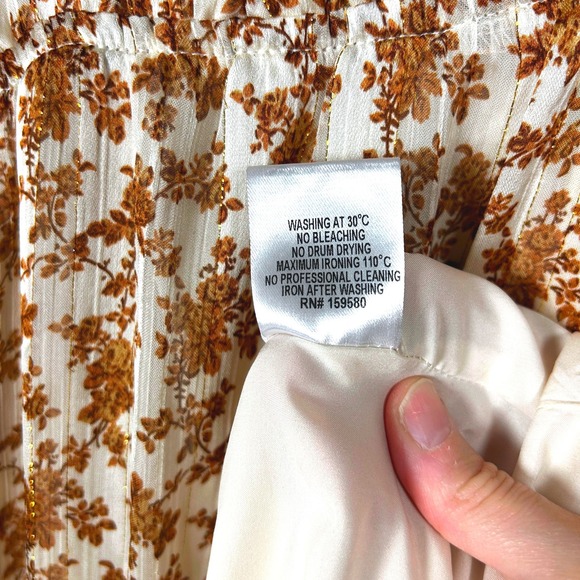 Pink Lily Floral Long Sleeve Midi Dress V Neck Ruffle Cuffs Women's - Picture 11 of 11